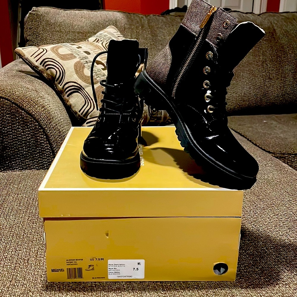 Black and Brown Michael Kors Combat Boots